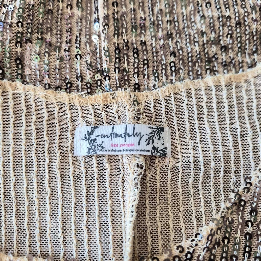 Free People Intimately All Over Sequin Gold Rush Whimsy Stargirl Romantic Top S - Picture 8 of 12
